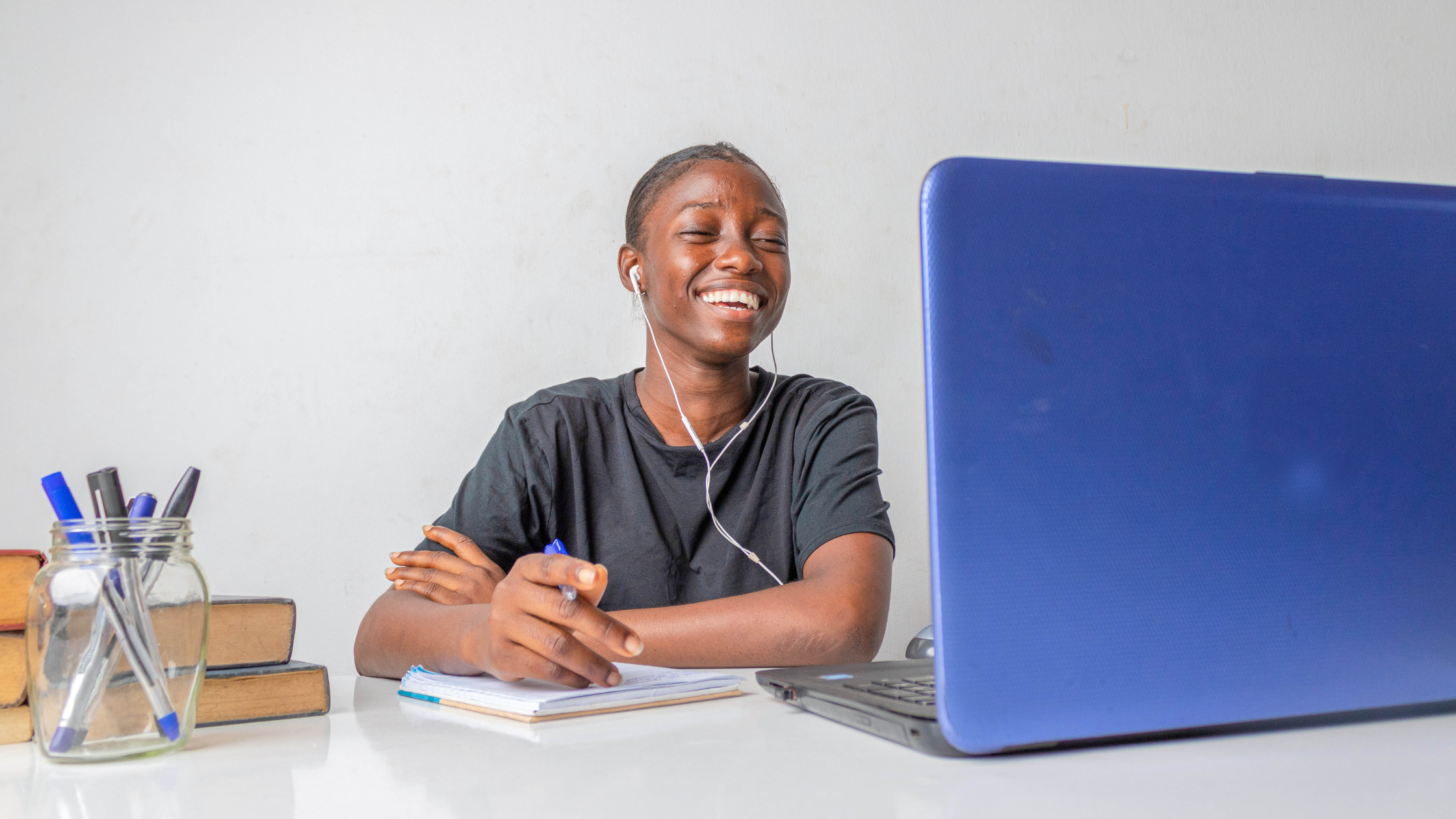 african woman studying